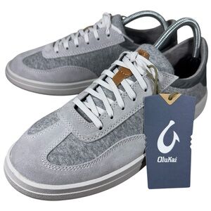 Olukai Puliki Casual Canvas Suade Leather Sneakers Men’s Size 8 Light Gray NWT